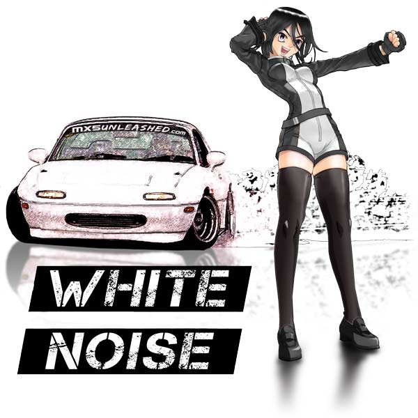 White Noise Miata MX5 T-shirt with anime girl