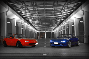 red and blue mx5